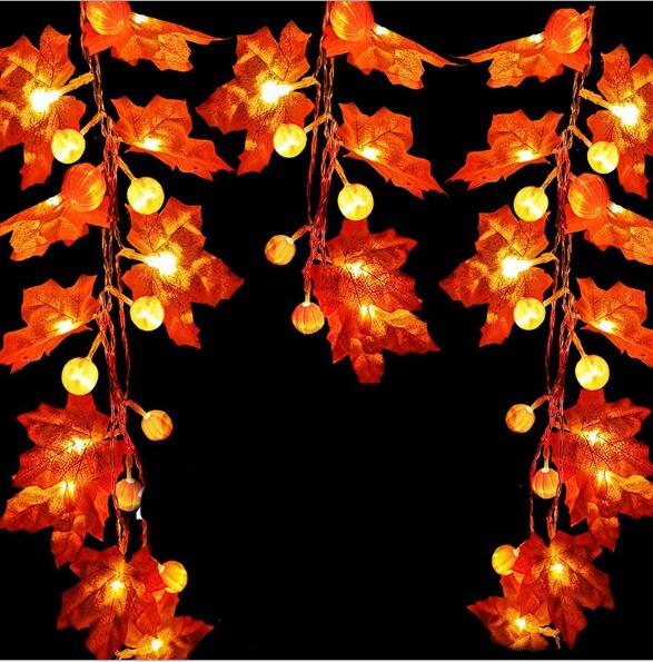 Fall Decoration Maple Leaf Pumpkin Ornament Lights