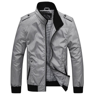 Mens Jackets Spring Autumn Casual Coats Stand Collar Slim Jackets Male Bomber Jackets M- 4XL