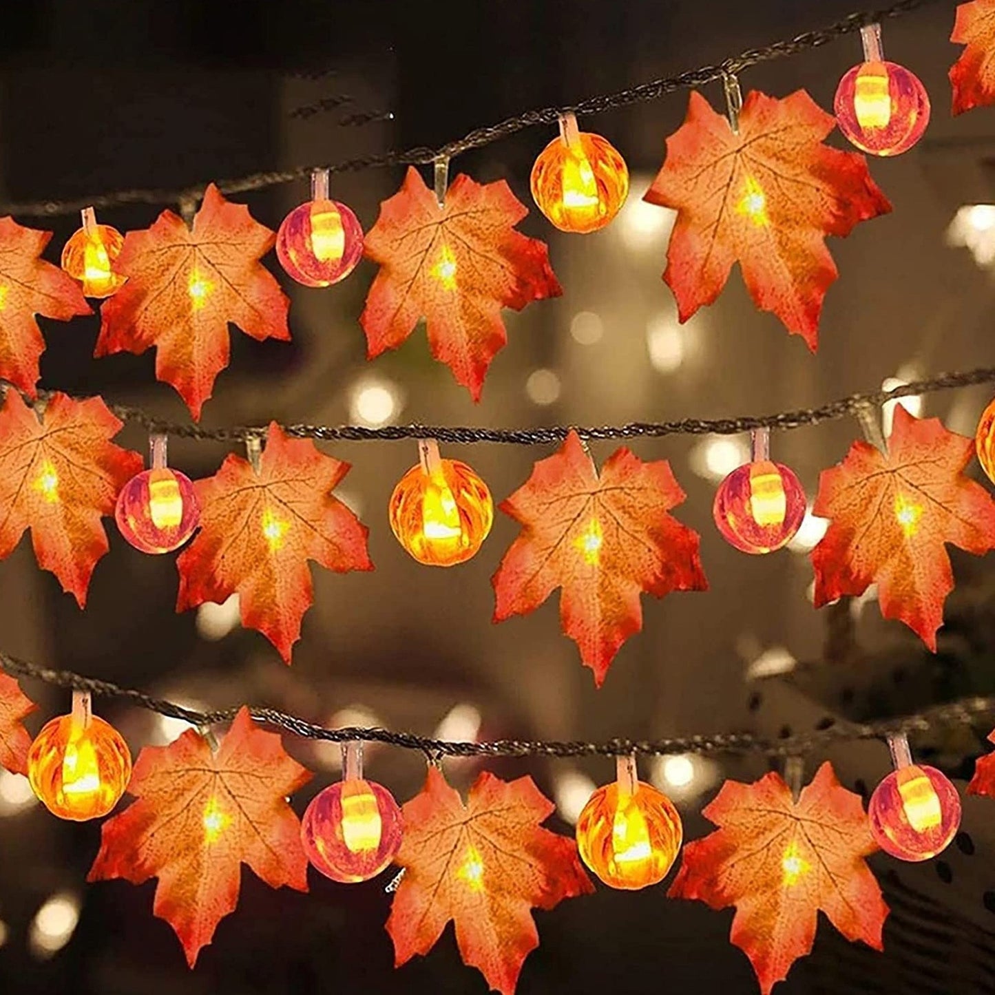 Fall Decoration Maple Leaf Pumpkin Ornament Lights