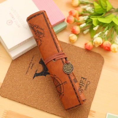 Retro Leather Pencil bag pencil pouch case school supplies pencil case plumier scolaire pencil pouch cute stationary