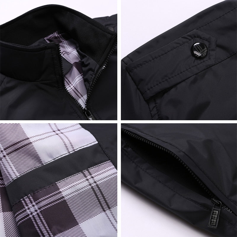 Mens Jackets Spring Autumn Casual Coats Stand Collar Slim Jackets Male Bomber Jackets M- 4XL